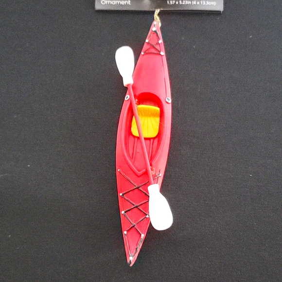 Other - New Red Kayak Ornament with Yellow Seat & Double Bladed Paddle